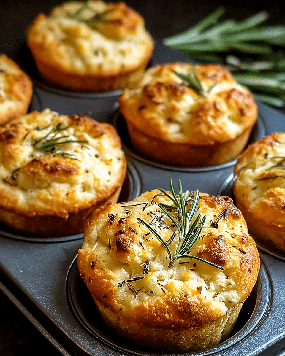 Easy Garlic Rosemary Focaccia Muffins