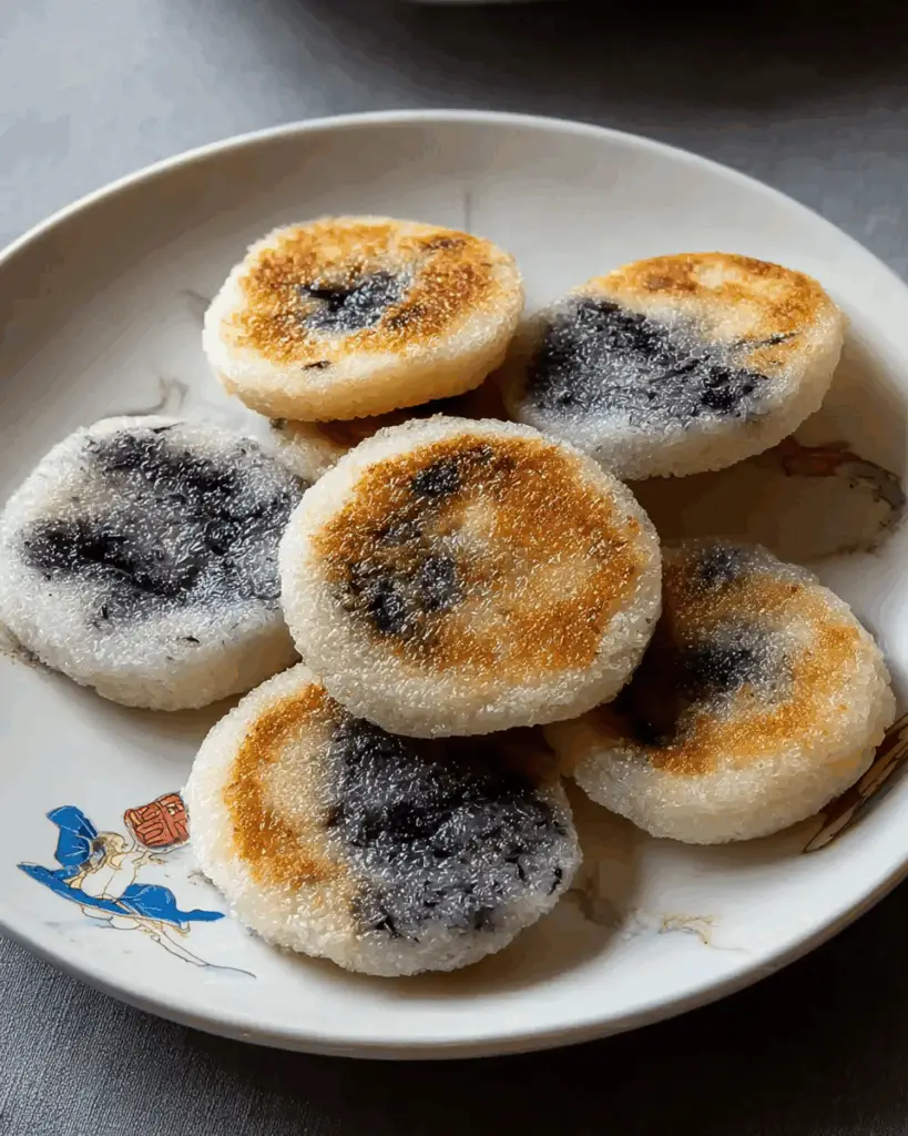 Glutinous Rice Cakes with Sweet Black Sesame Filling