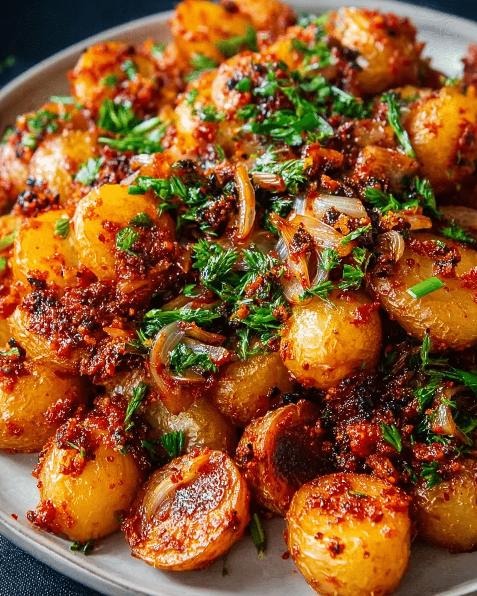 Crunchy Potatoes with Spicy Gochujang and Fresh Herbs