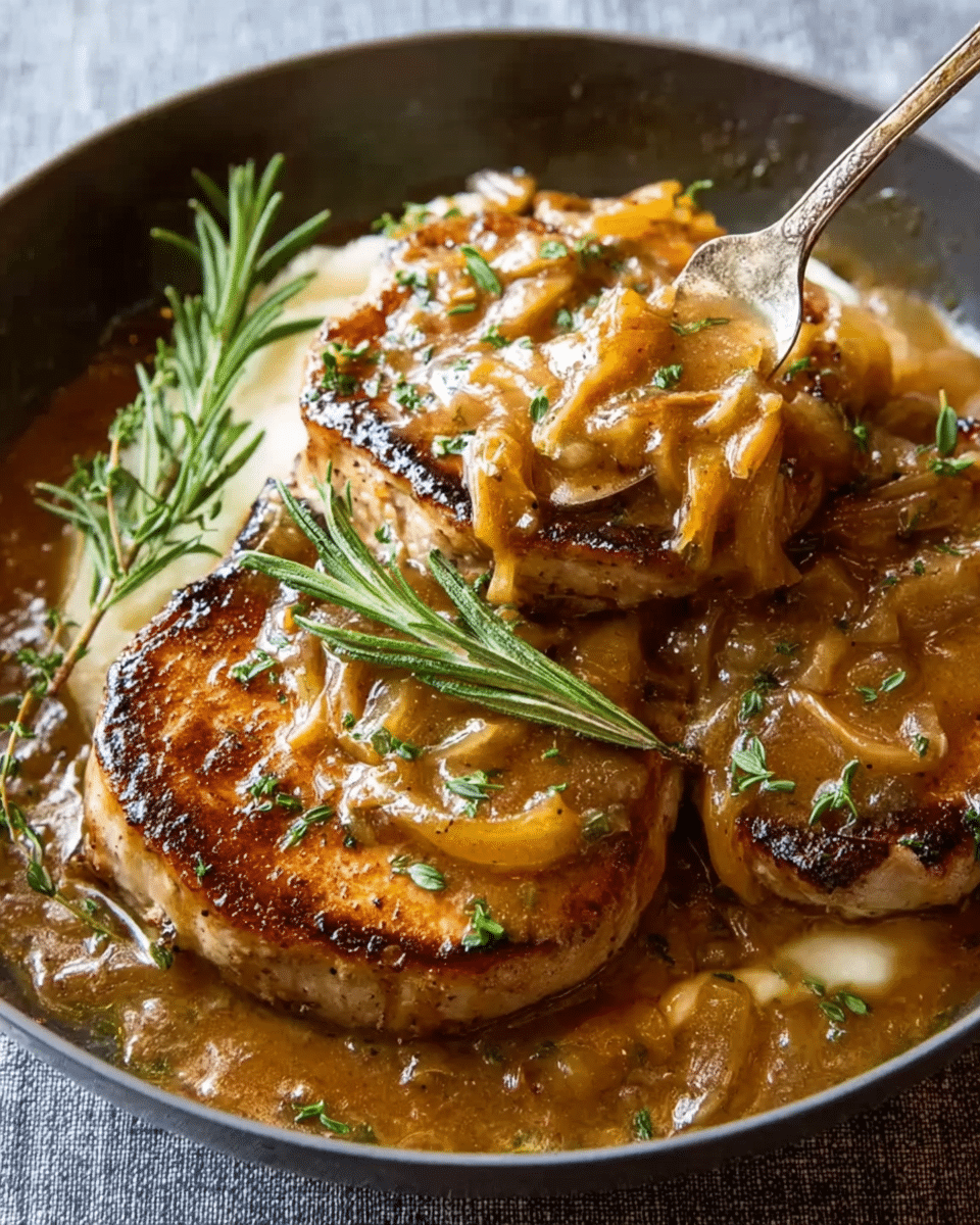 Smothered Pork Chops with Caramelized Onion Gravy