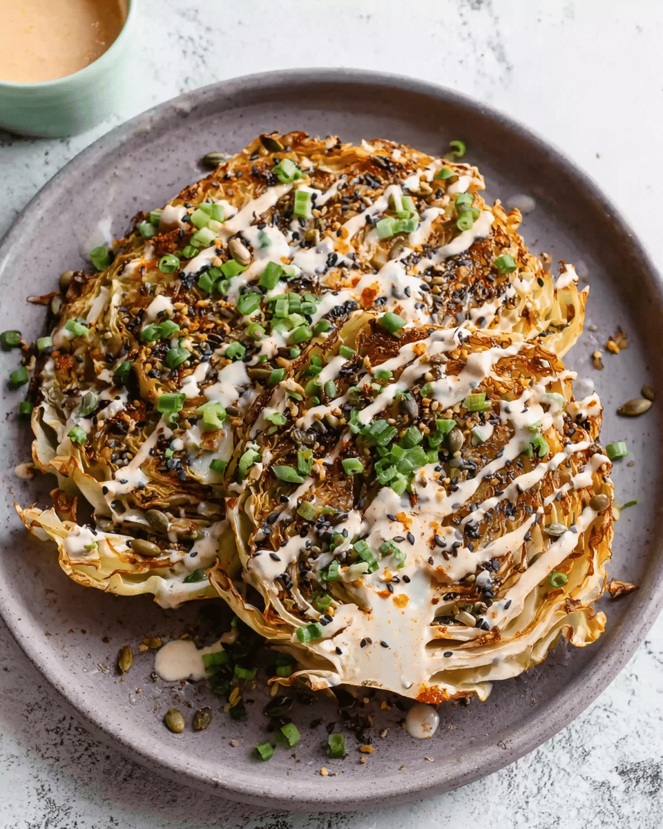 Spicy Air Fryer Cabbage Steaks with Tahini