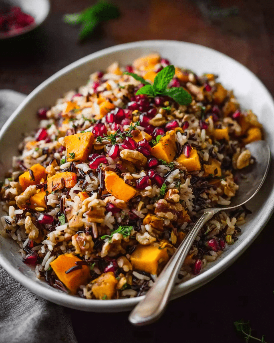 Butternut Squash Wild Rice Pilaf with Pomegranate