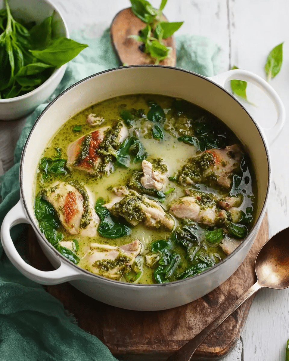 5-Ingredient Chicken Pesto Soup