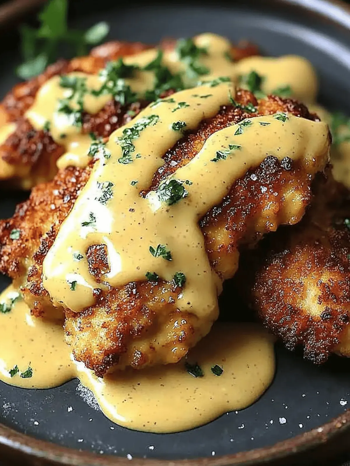 Pretzel Chicken with Mustard-Cheddar Sauce