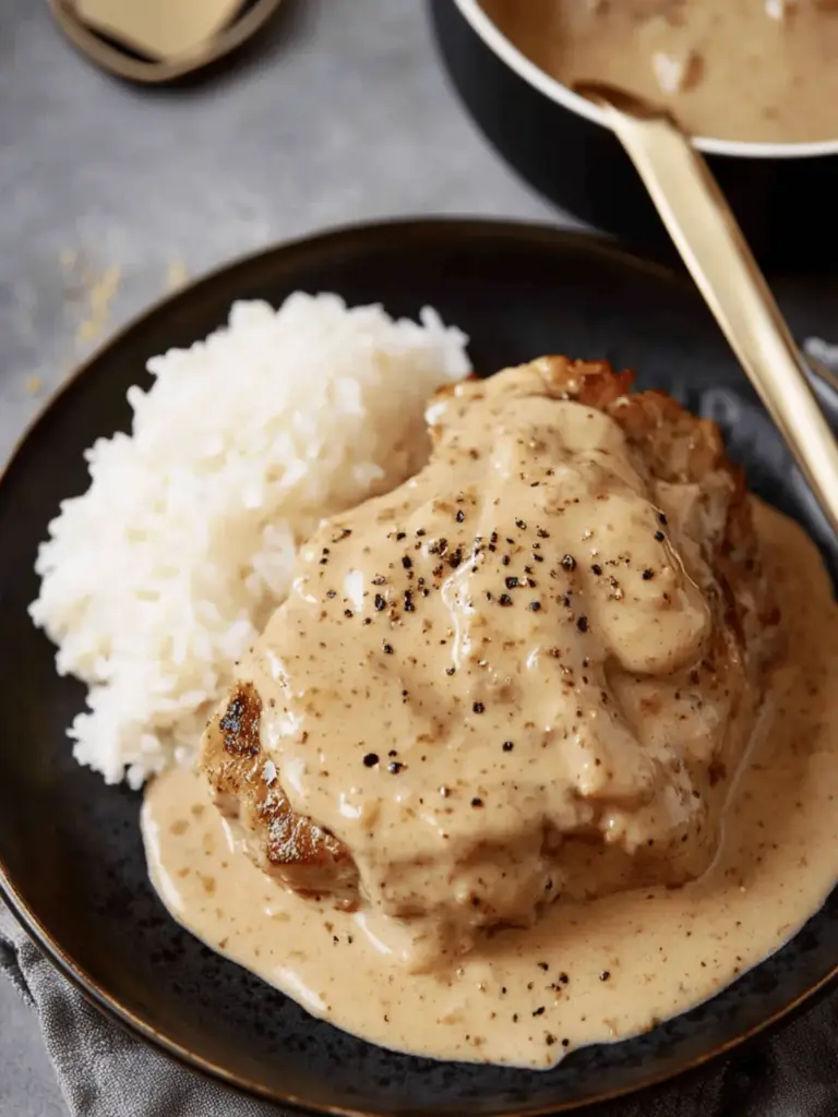Smothered Pork Chops With Boursin Gravy