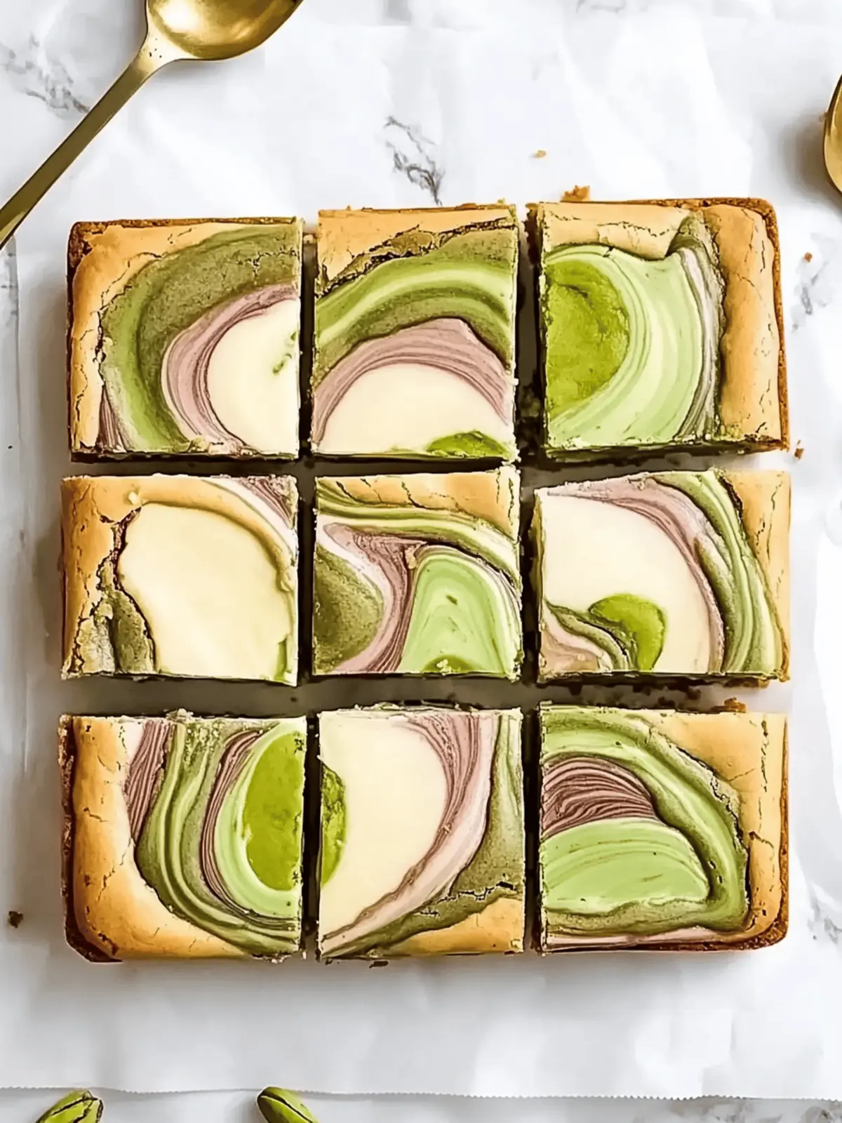 Pistachio Blondies Recipe Swirled with Cheesecake