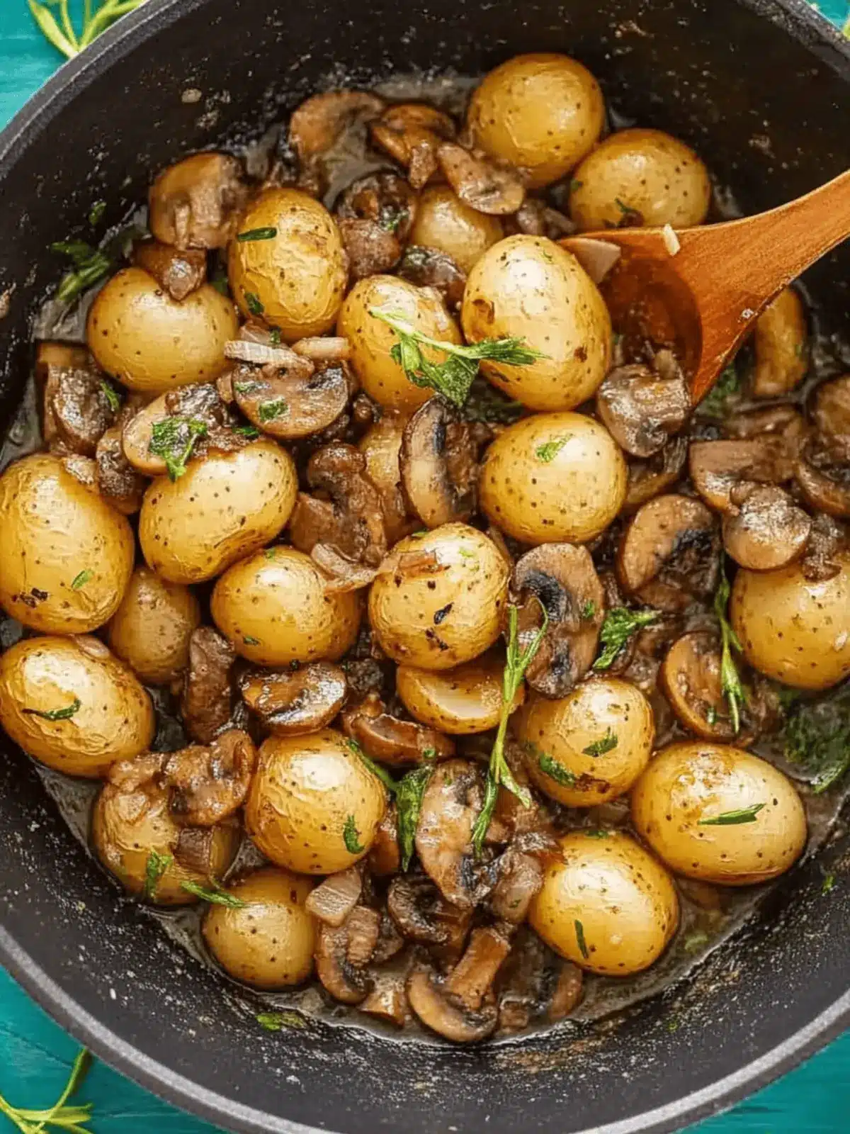 Creamy Roasted Baby Potatoes in Homemade Mushroom Sauce Delight
