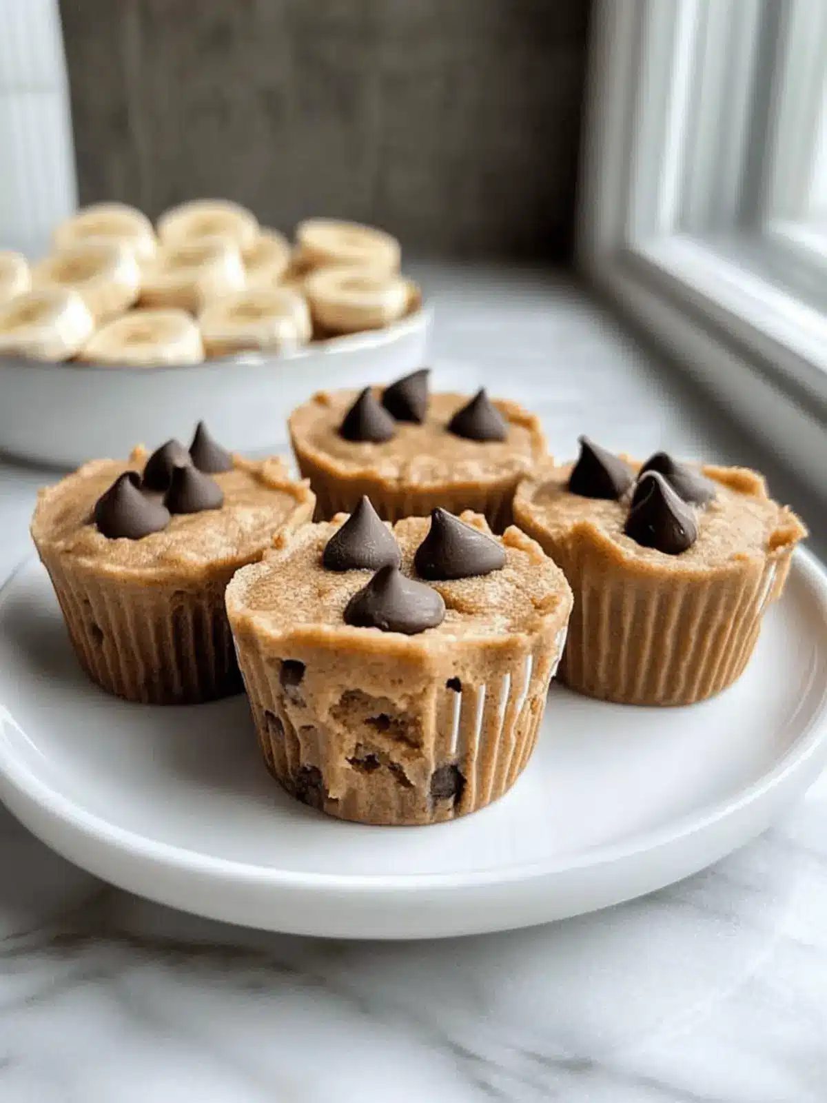 Four Ingredient Peanut Butter Banana Cookie Dough Fudge Cups