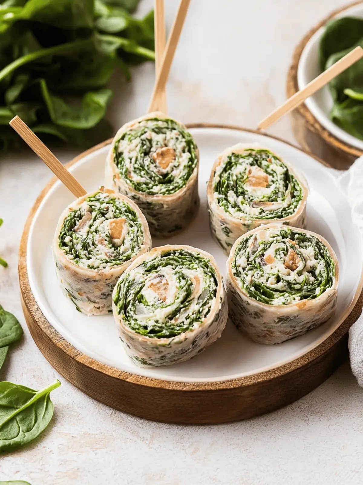 Spinach Dip Pinwheels (Served Cold)