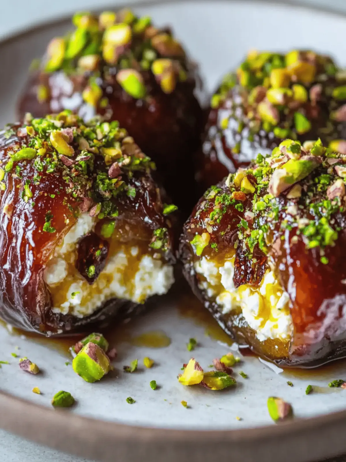 Honey Pistachio Ricotta Stuffed Dates