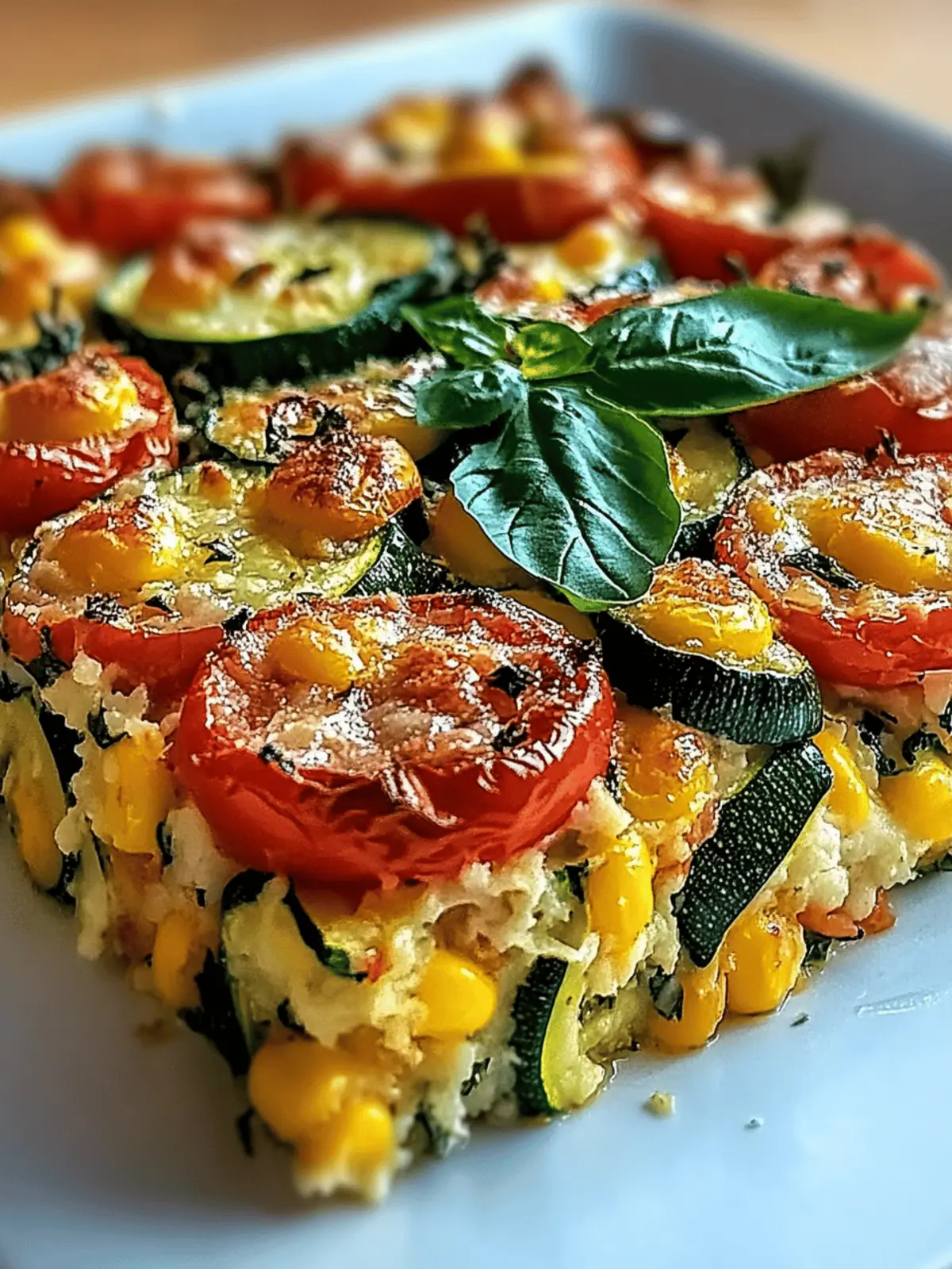 Irresistible Cheesy Zucchini Corn Tomato Bake with Parmesan Crust