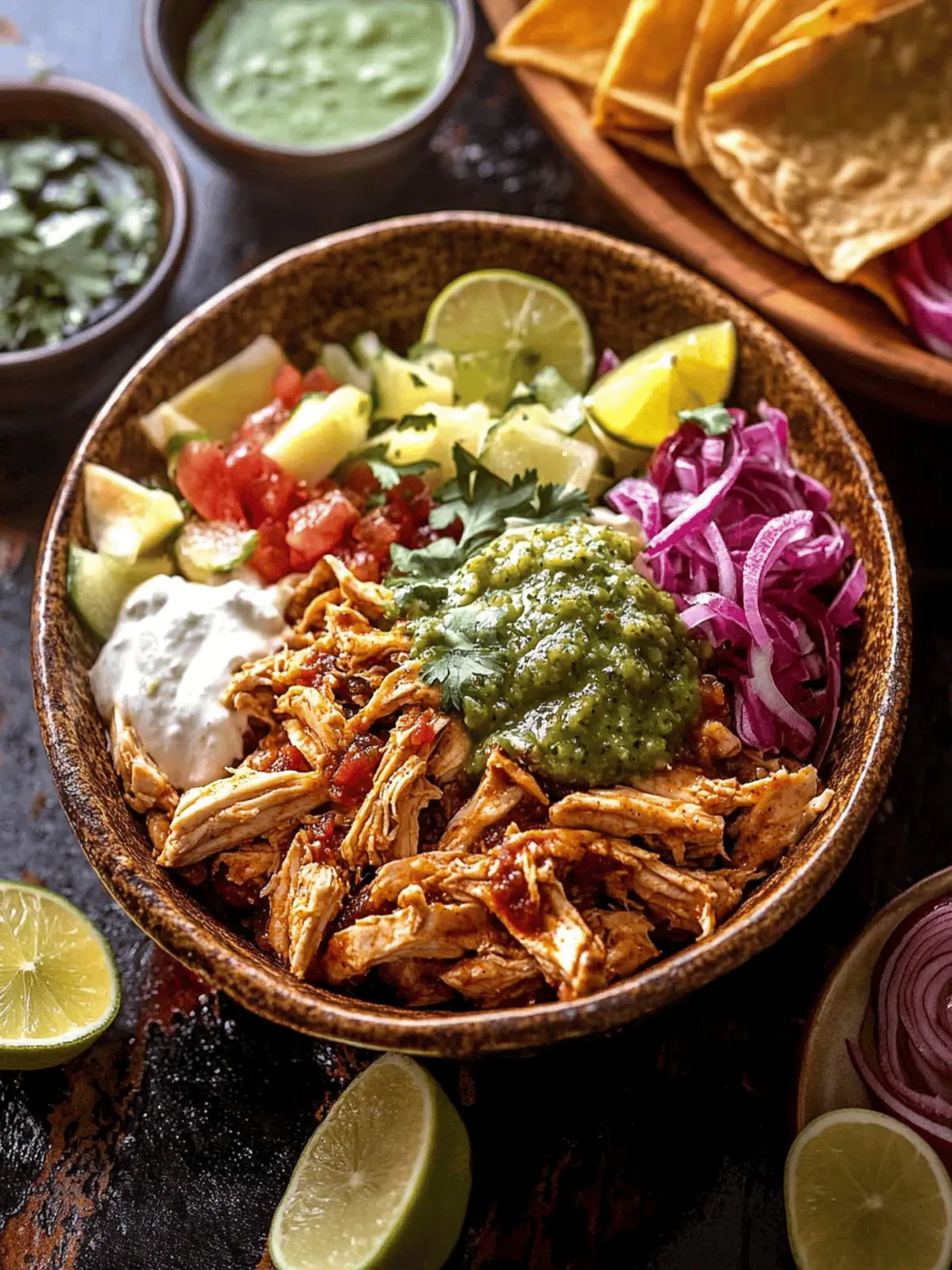 Savory Crockpot Salsa Verde Chicken Tortilla Bowl Delight