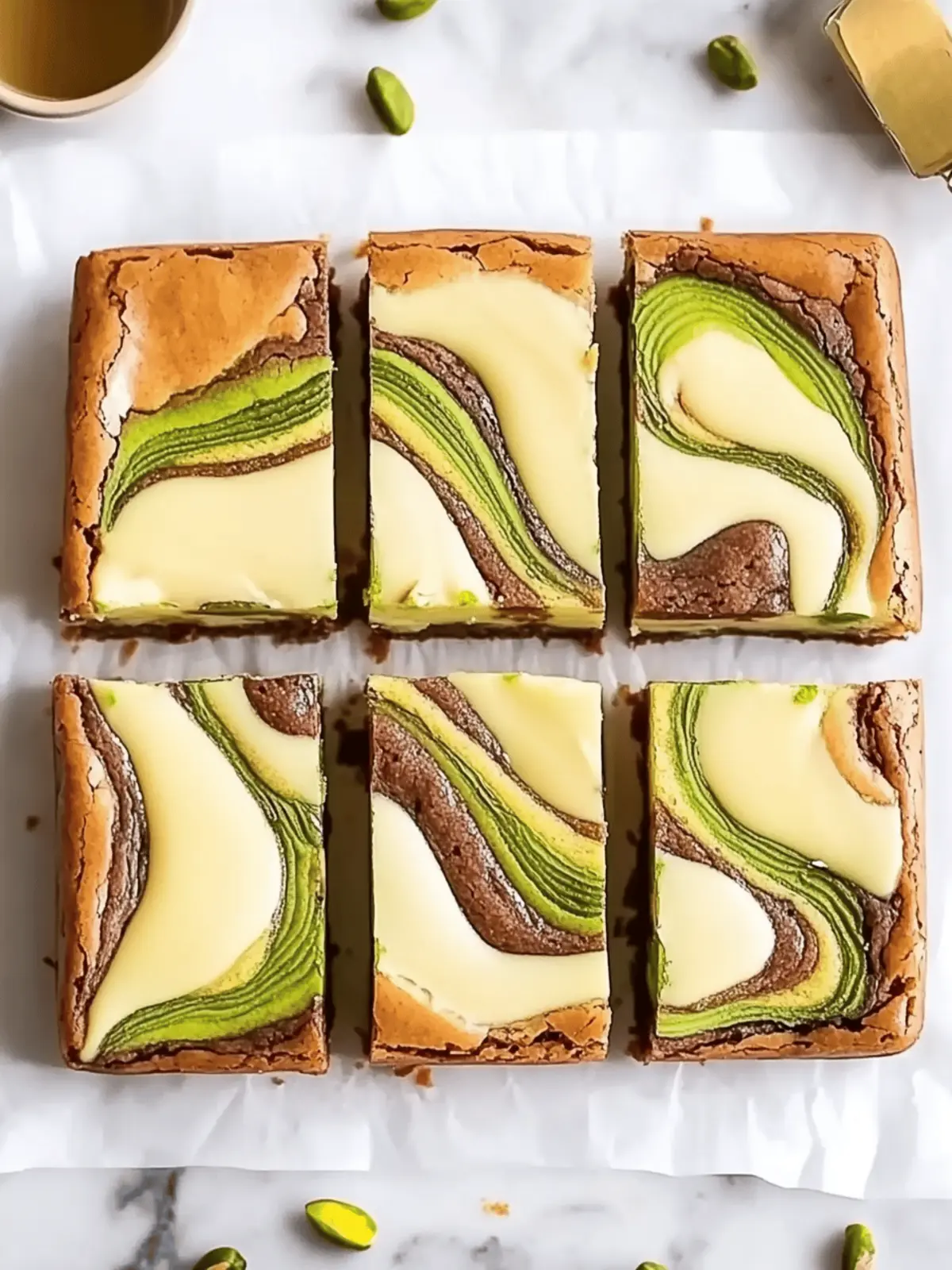 Pistachio Blondies Recipe Swirled with Cheesecake