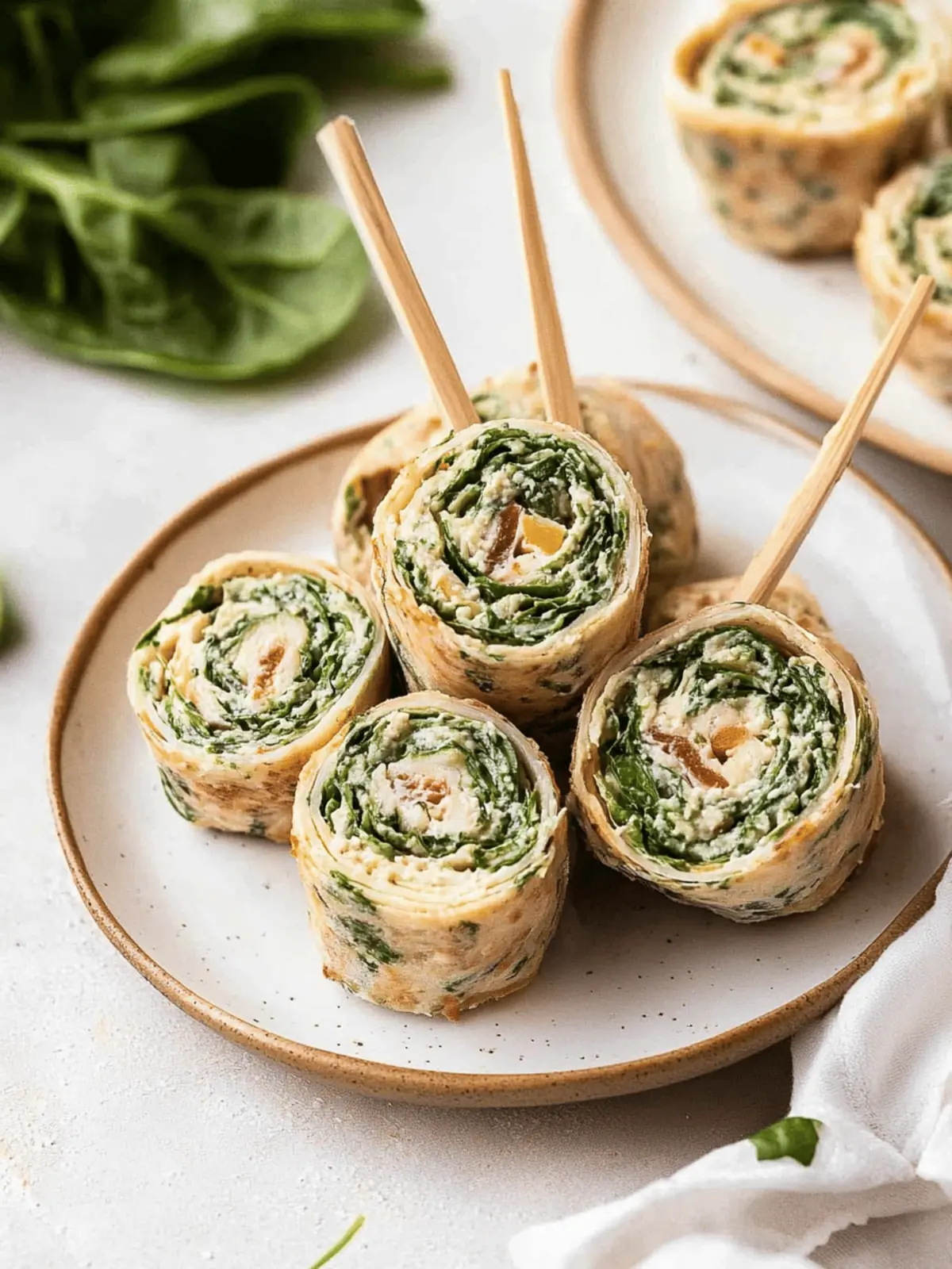 Creamy Spinach Dip Pinwheels Served Cold for Easy Parties