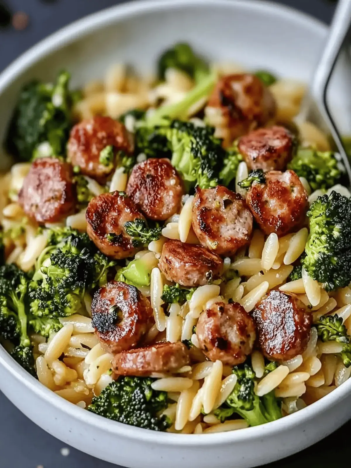 Savory Chicken Sausage and Broccoli Orzo in One Pot Joy