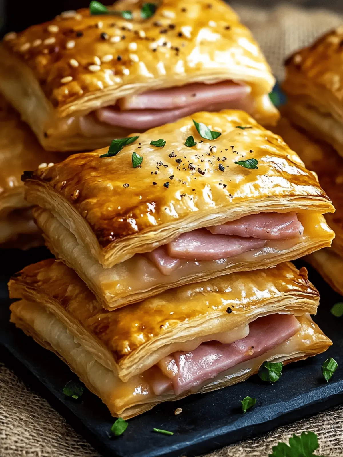Ham and Cheese Puff Pastry Pockets