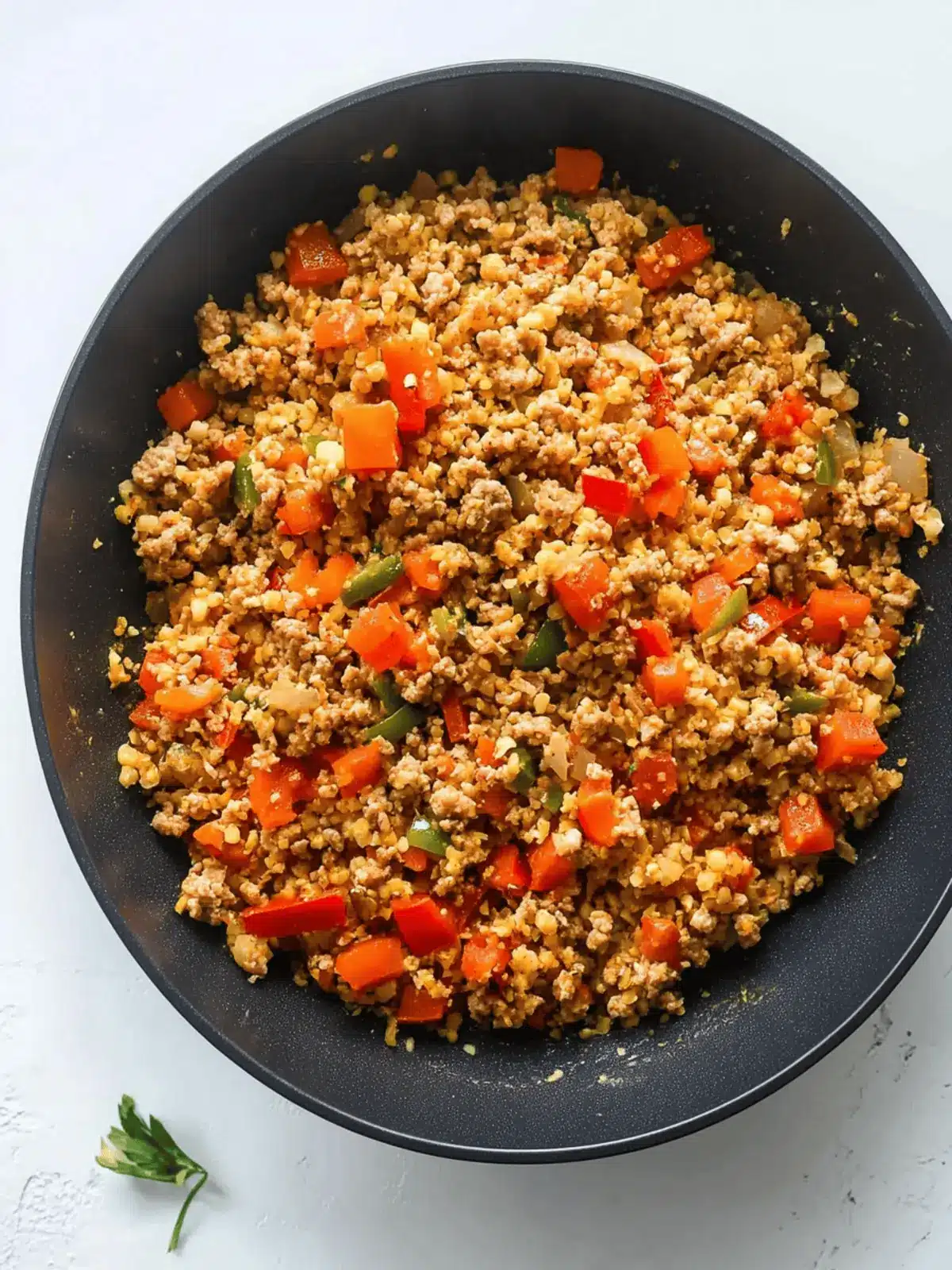 20-Minute Spicy Cauliflower Rice With Ground Turkey
