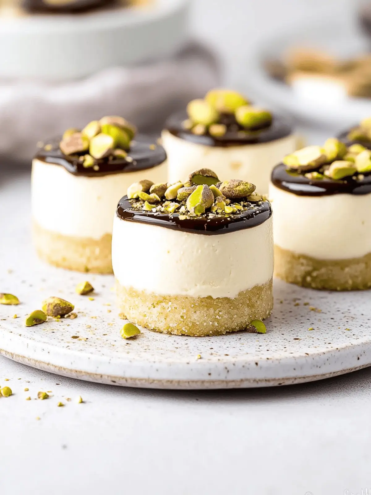 Mini Pistachio and Coffee Cheesecakes