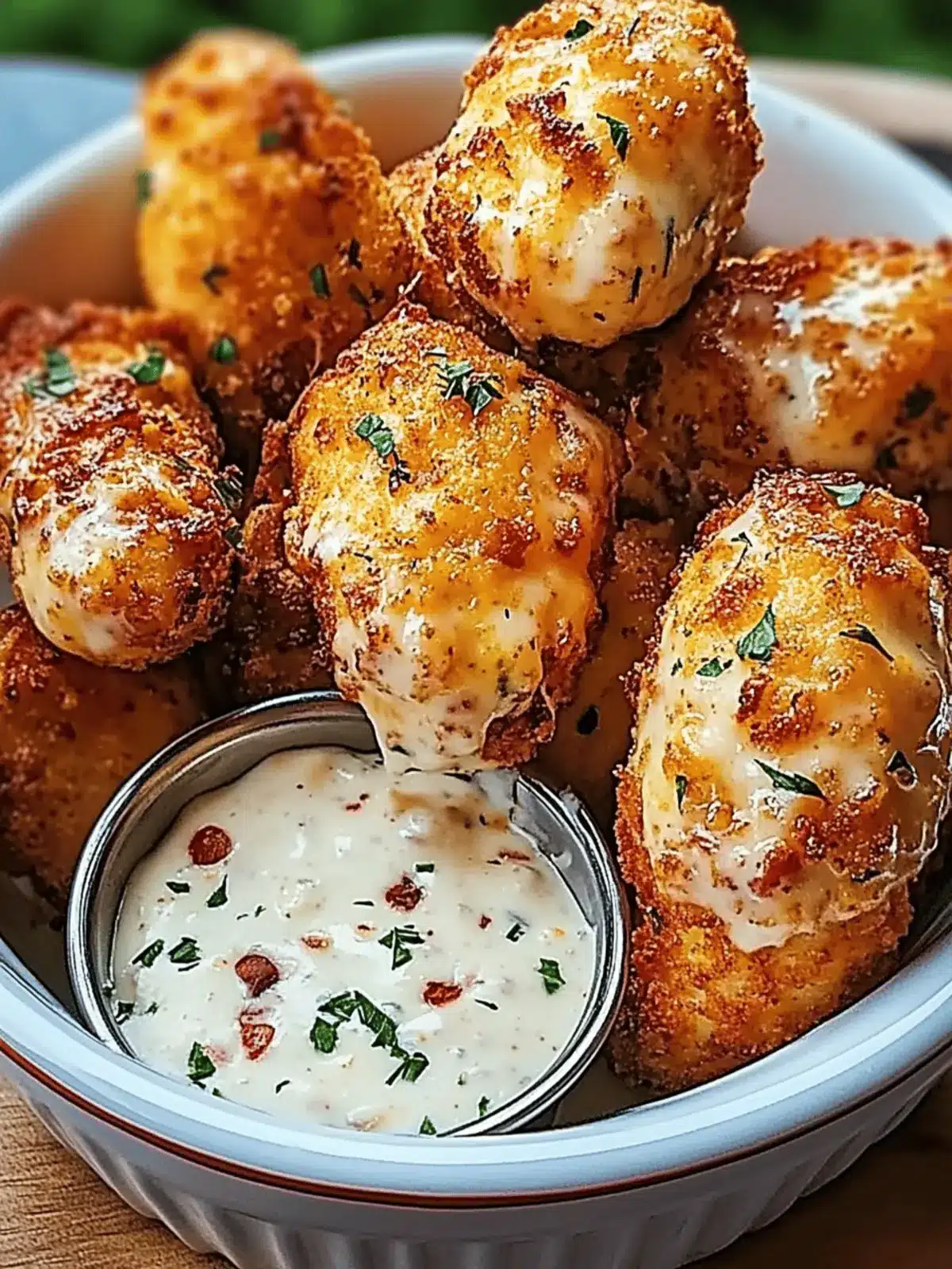 Cheesy Jalapeño Ranch Chicken Poppers with a Creamy Dip