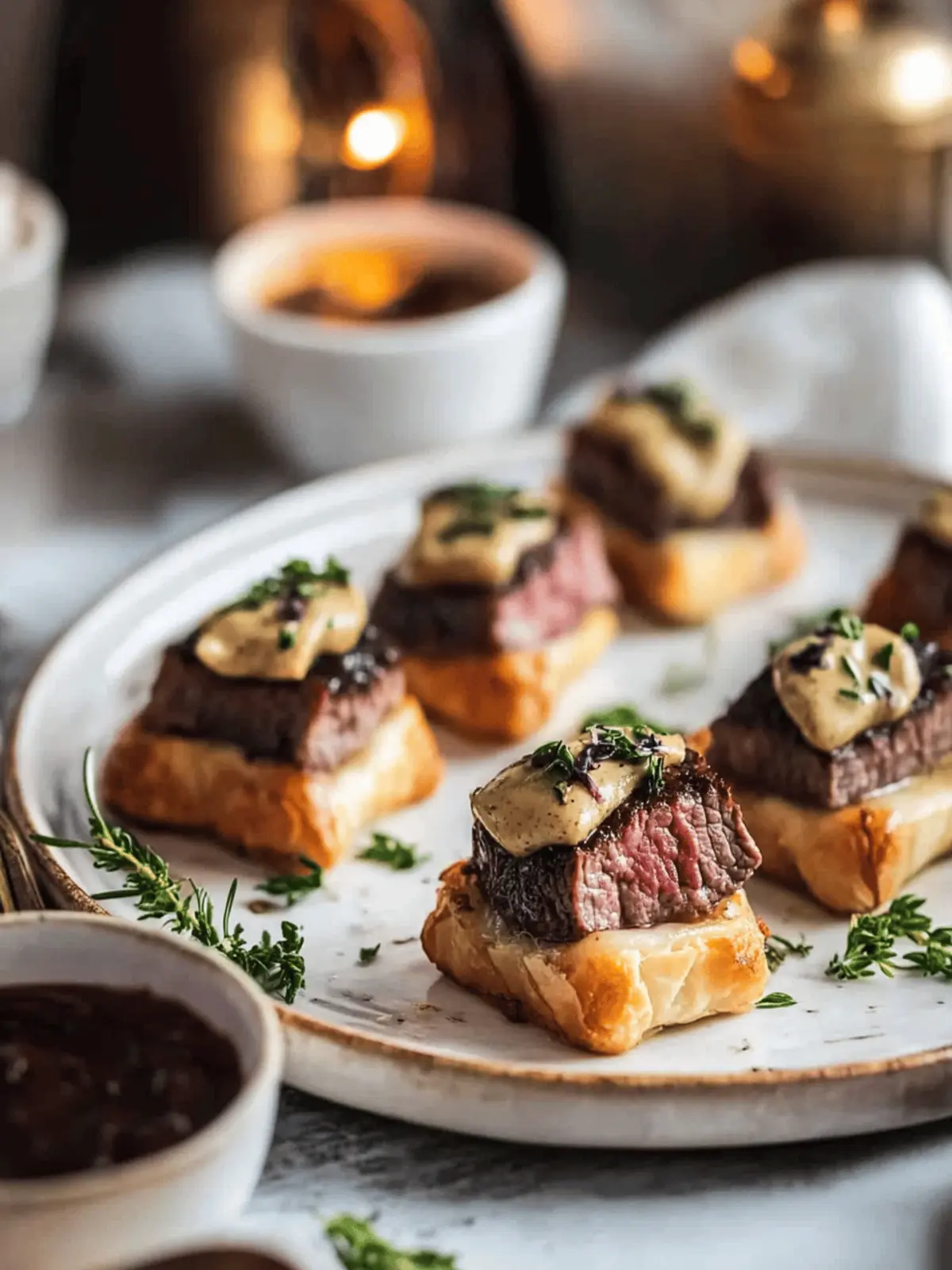 Beef Wellington Bites with Dijon Sauce