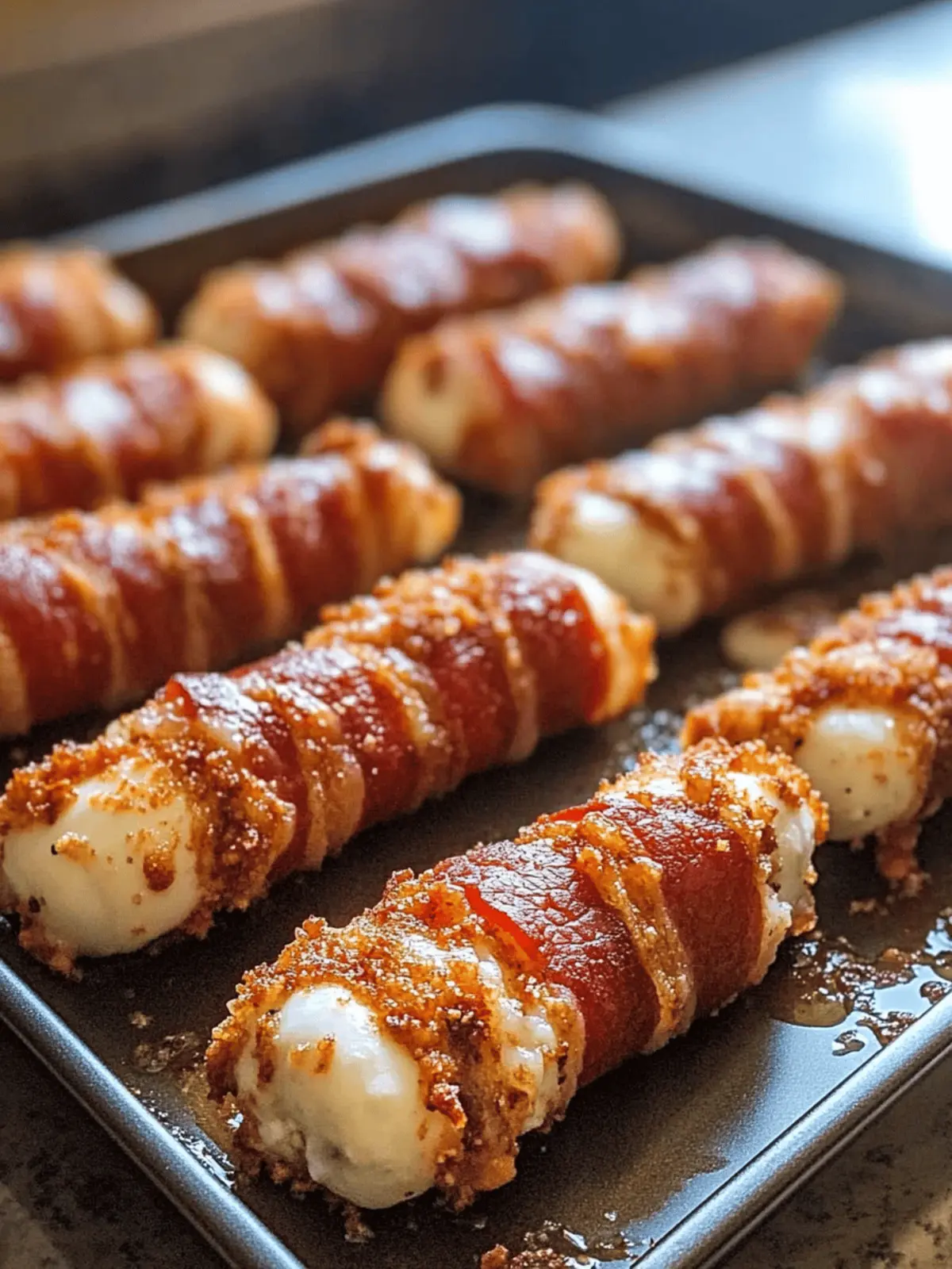 Nashville Hot Bacon Wrapped Mozzarella Sticks