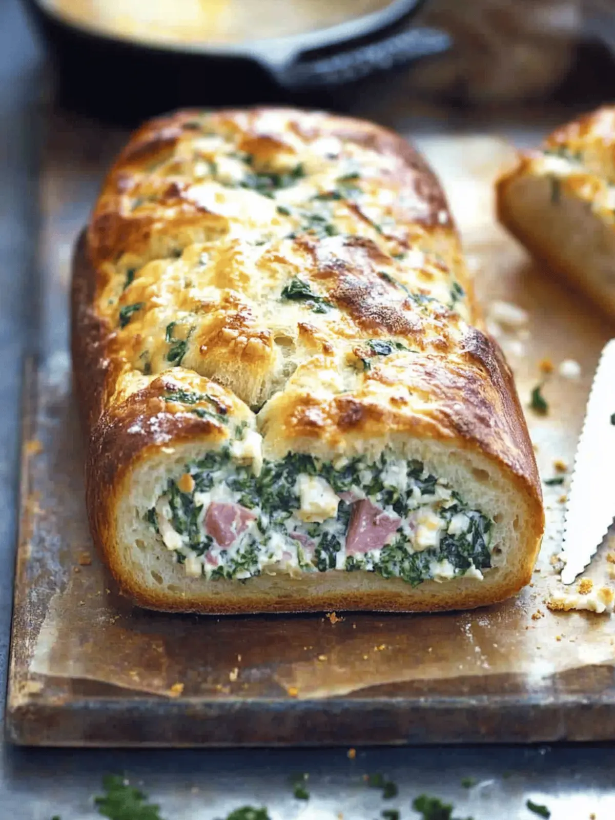 Feta Spinach Stuffed French Bread