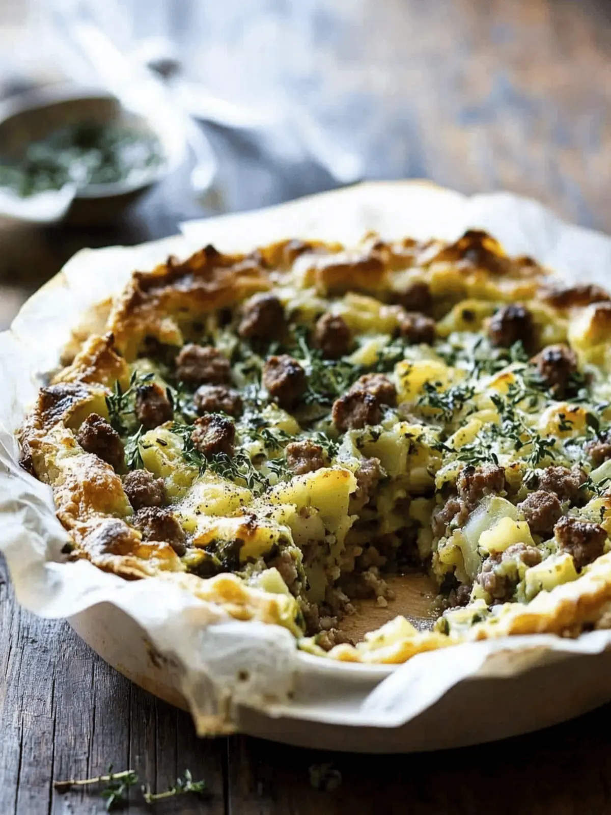 Six Ingredient Sausage Potato Pie