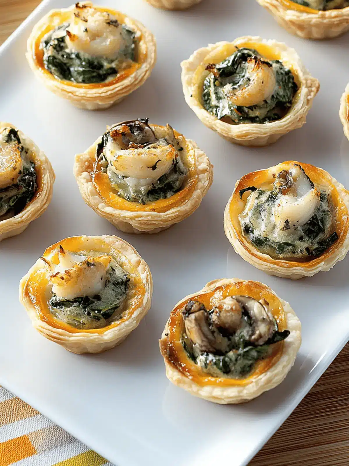 Mini Crab, Spinach, and Mushroom Tarts