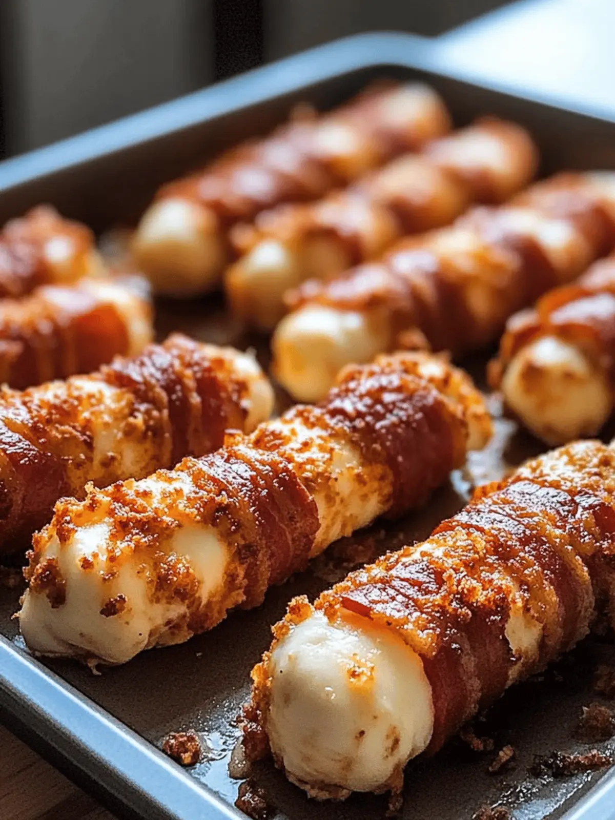 Nashville Hot Bacon Wrapped Mozzarella Sticks