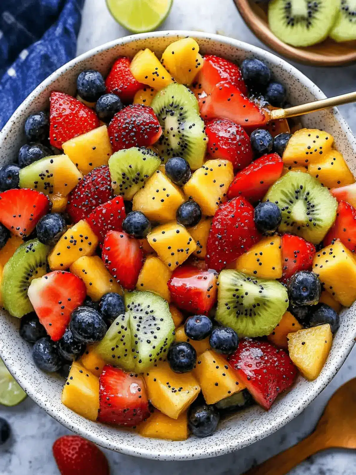Fresh Fruit Salad with Honey-Lime Poppy Seed Dressing