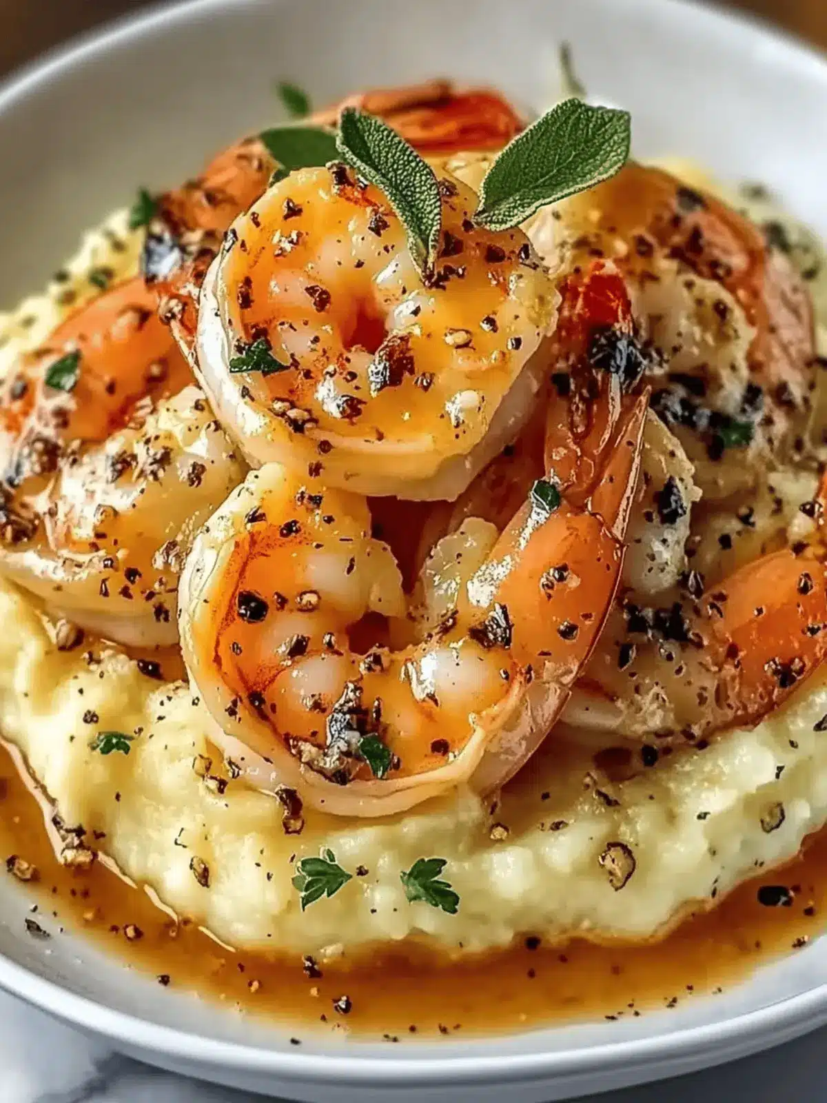 Creamy Garlic Shrimp Over Mashed Potatoes