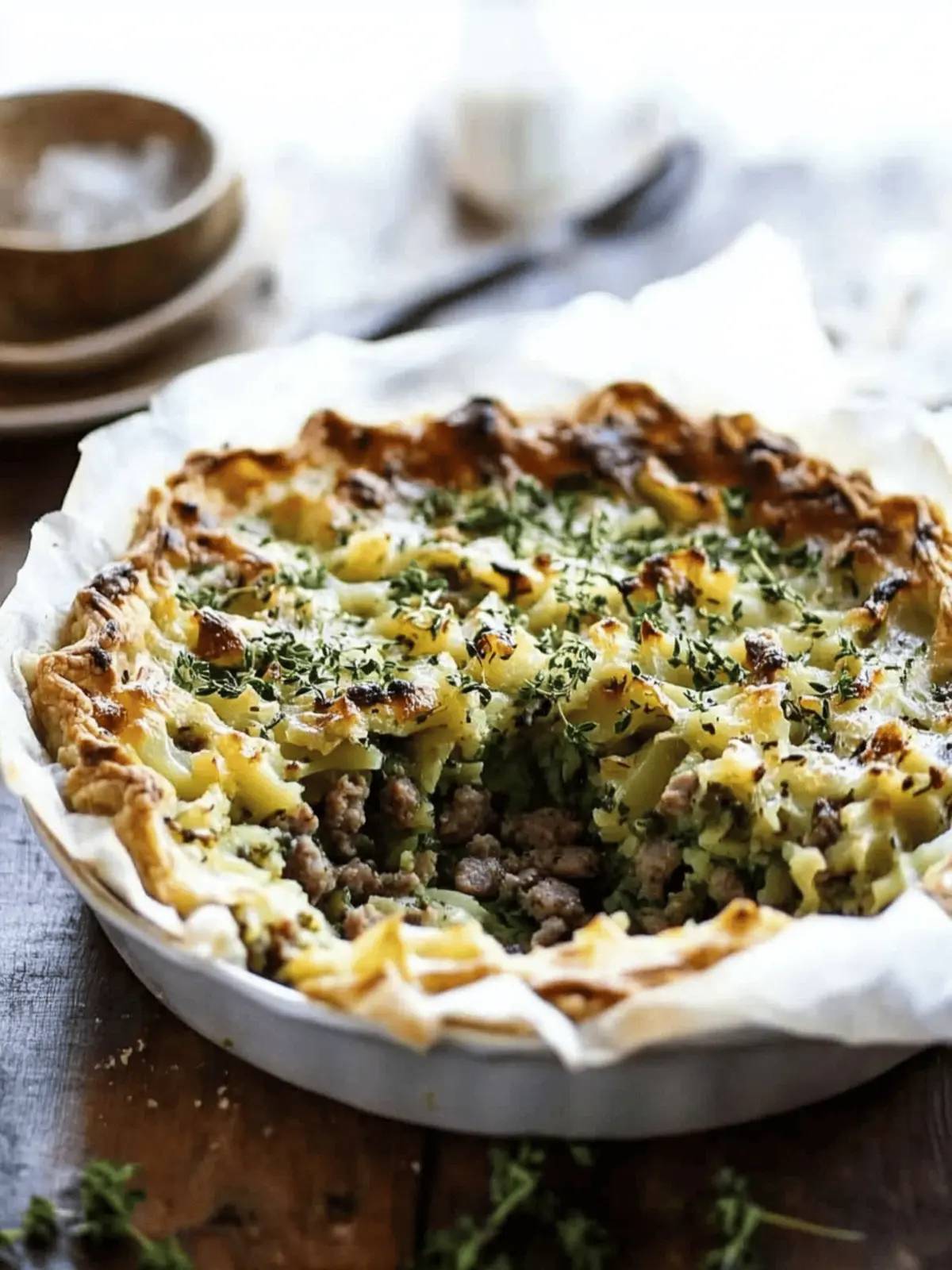 Six Ingredient Sausage Potato Pie