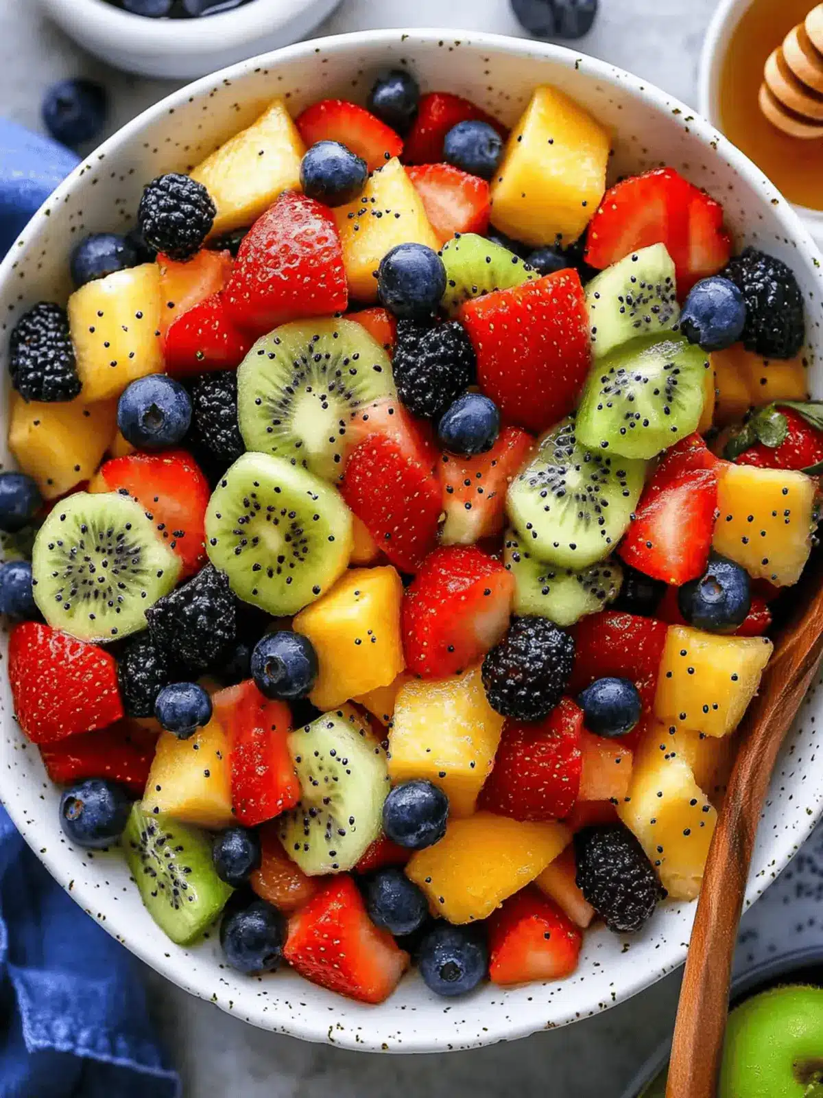 Fresh Fruit Salad with Honey-Lime Poppy Seed Dressing