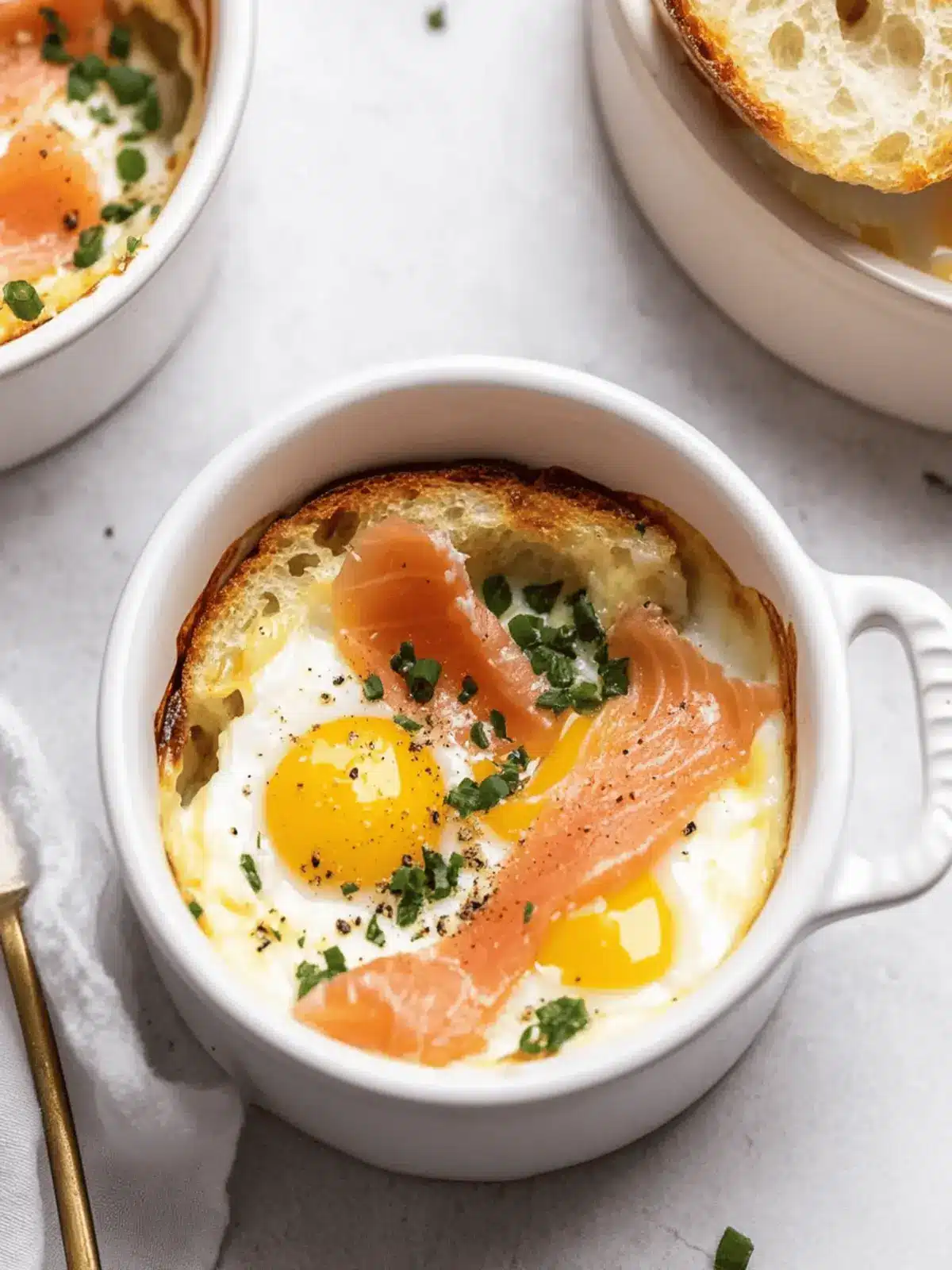 Eggs en Cocotte (Baked Eggs with Smoked Salmon)