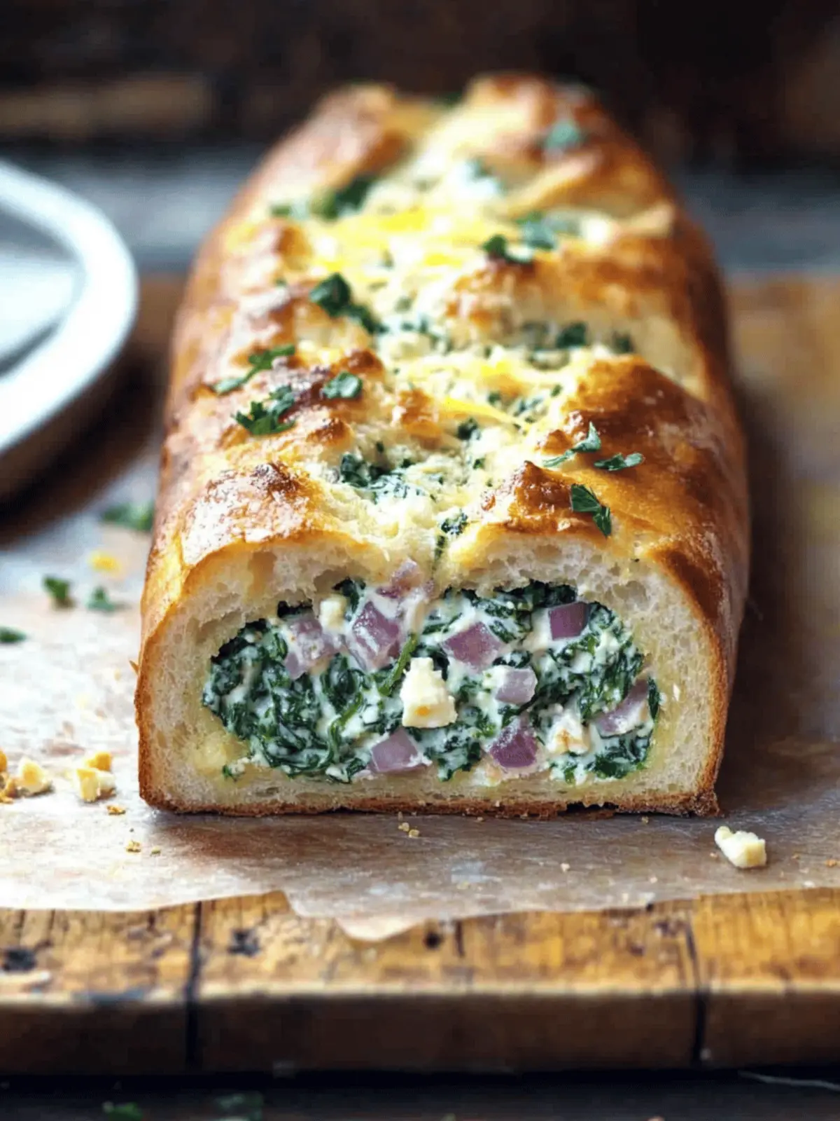 Feta Spinach Stuffed French Bread