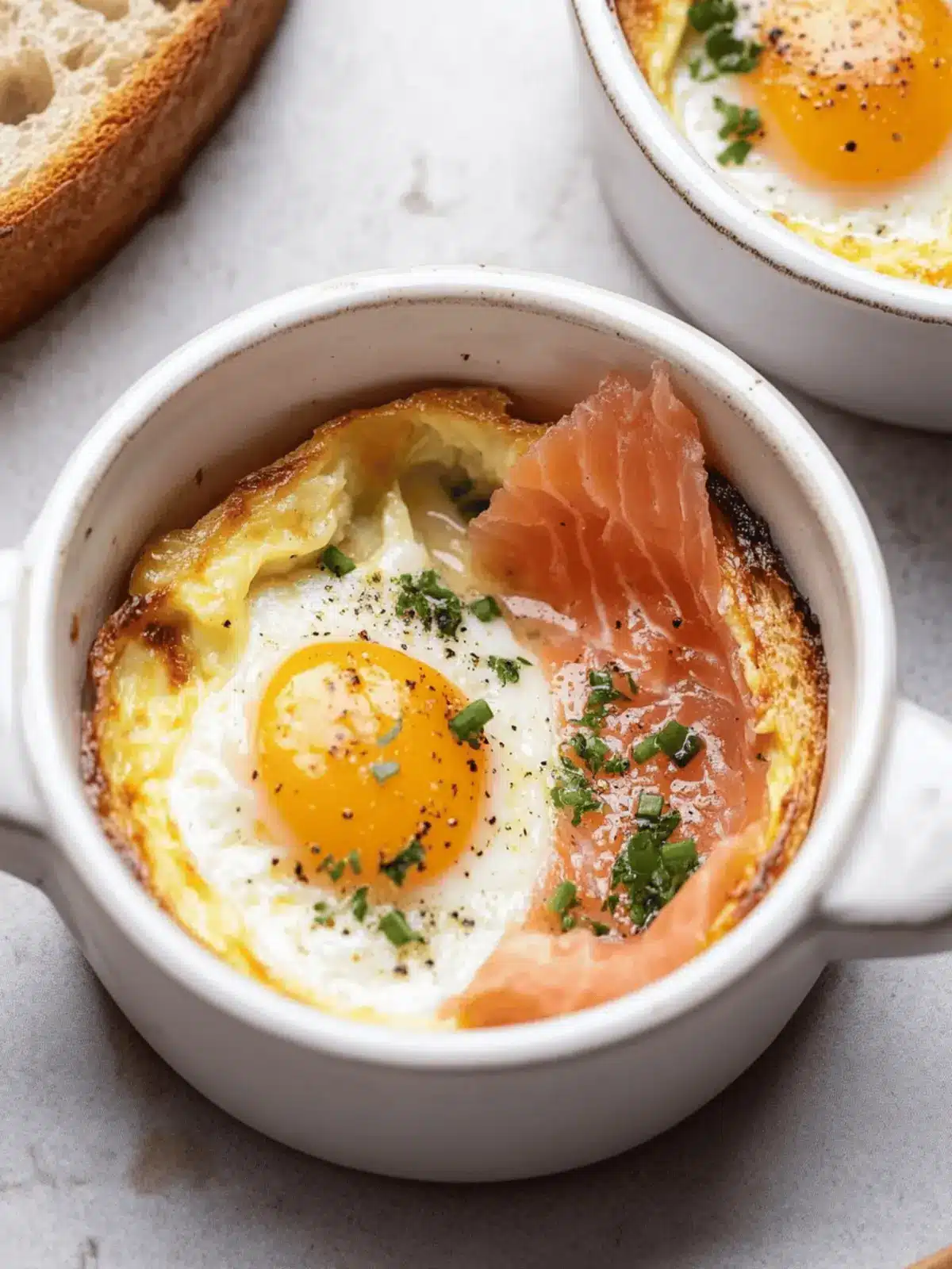 Eggs en Cocotte (Baked Eggs with Smoked Salmon)