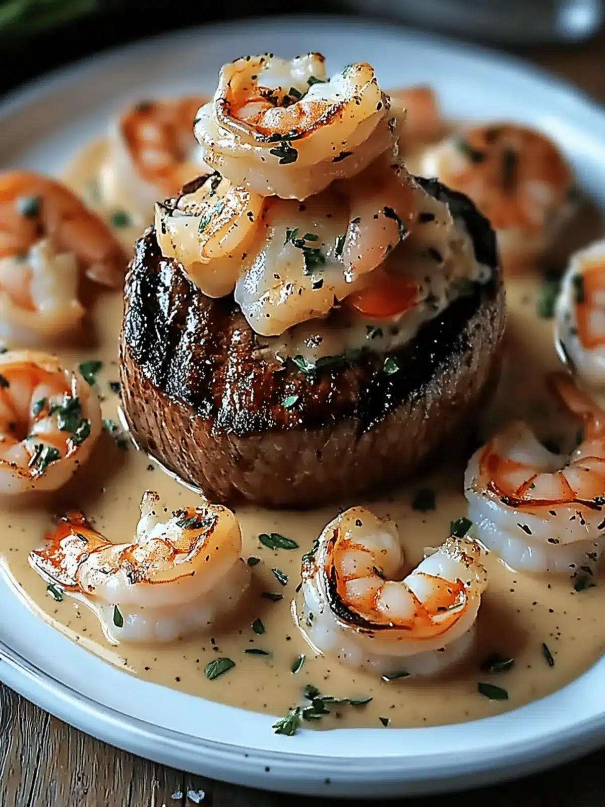 Decadent Filet Mignon with Shrimp and Lobster Cream Sauce 4 Filet Mignon with Shrimp and Lobster Cream Sauce