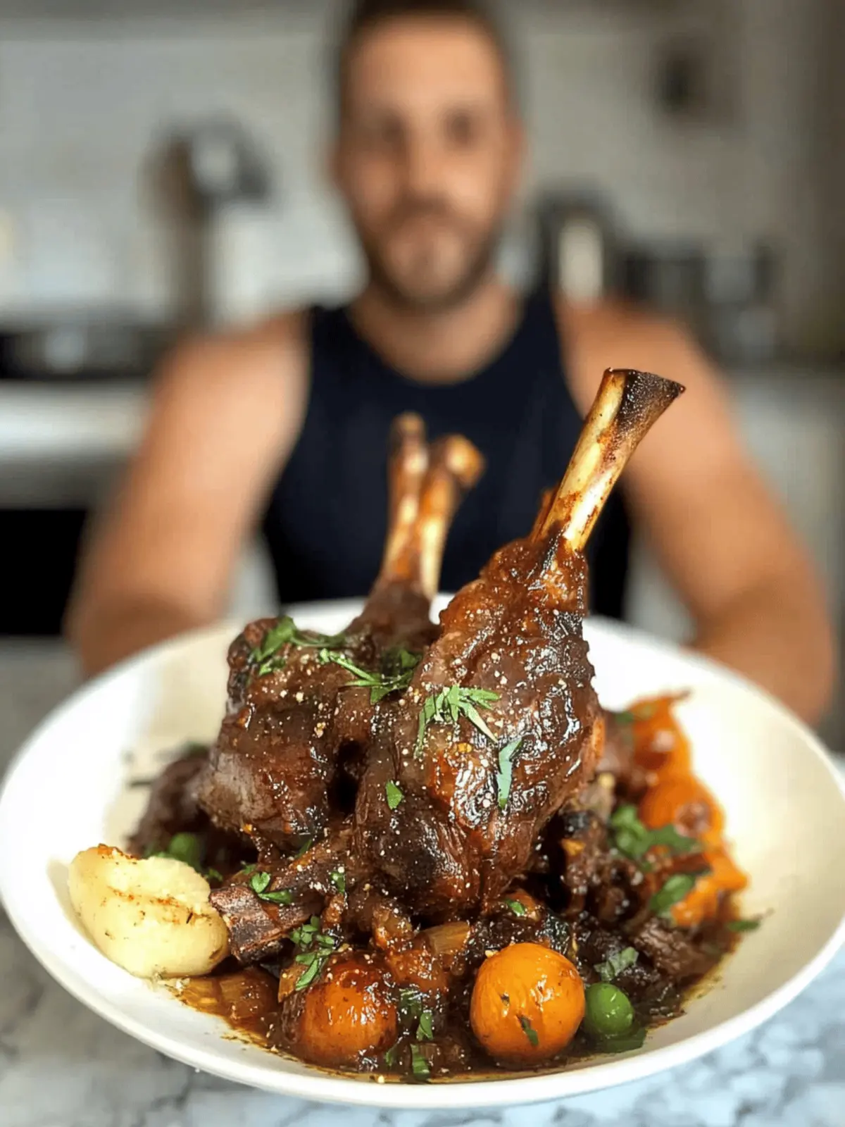Slow Cooked Lamb Shanks Greek Style