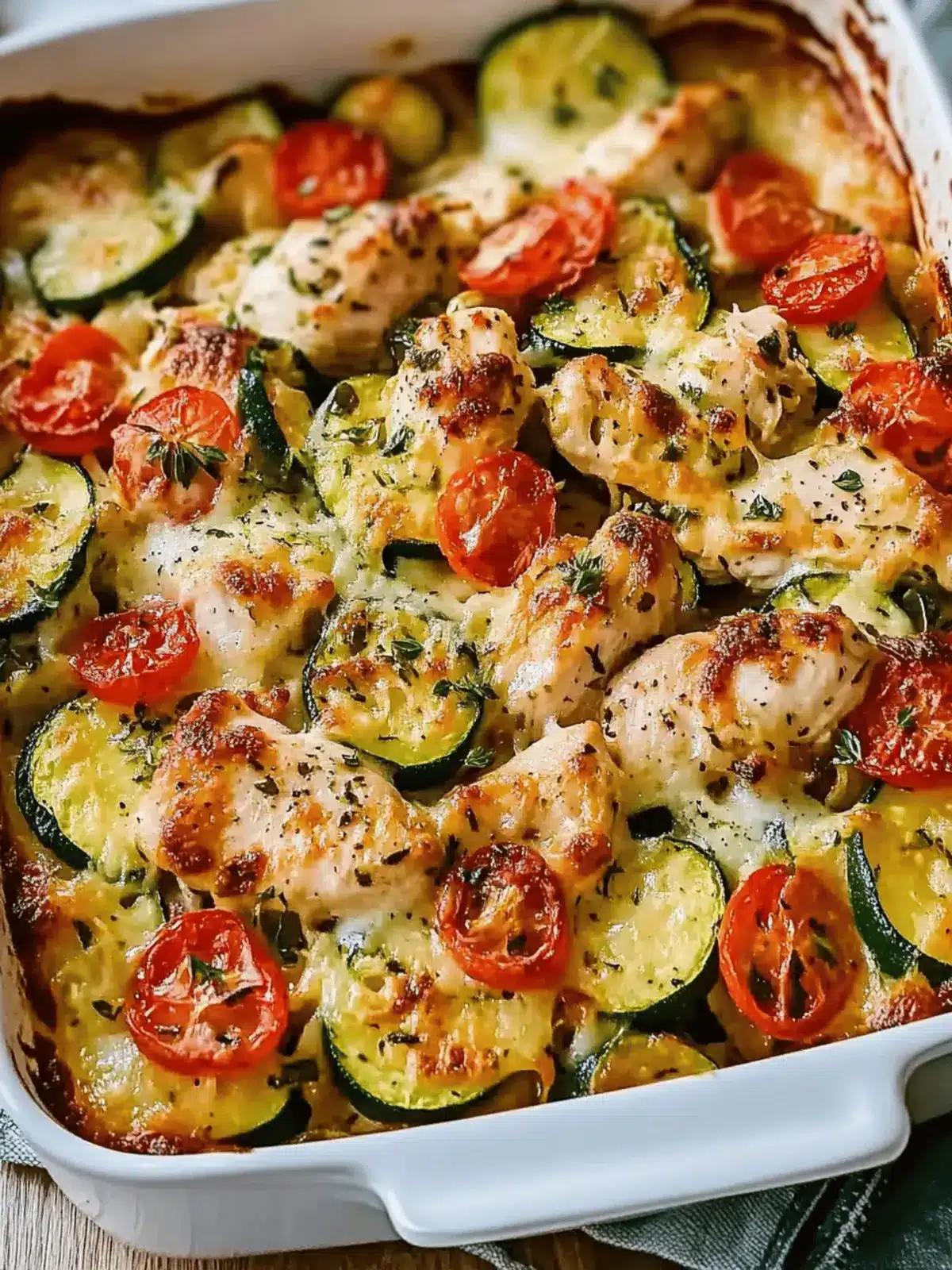 Mediterranean Chicken Zucchini Bake
