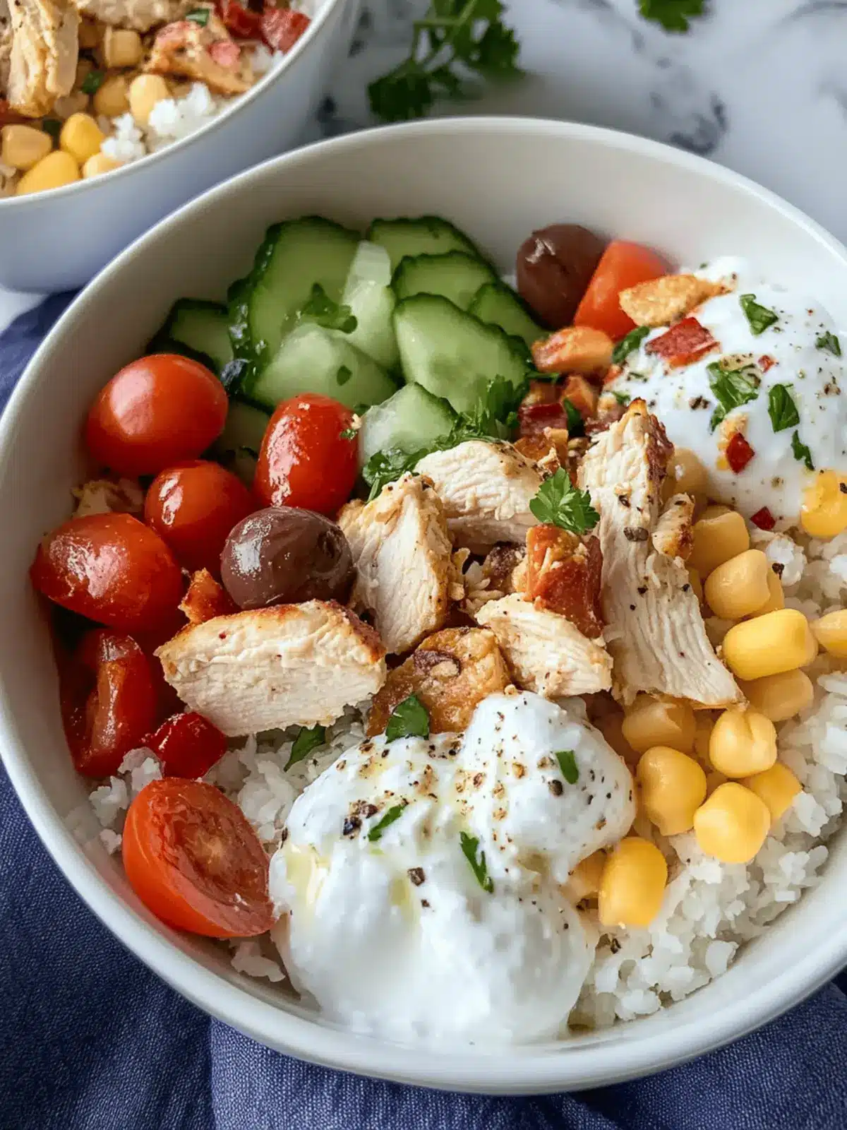 Greek Chicken Protein Bowls with Garlic Yogurt