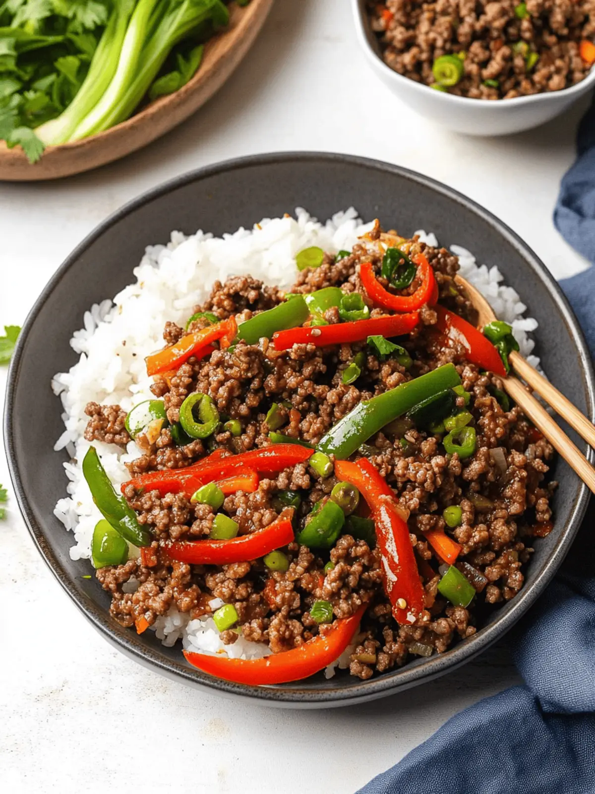 Asian-Inspired Ground Beef & Pepper Rice Bowls