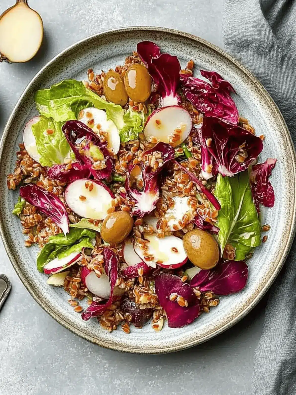 California Grapes and Radicchio Salad with Crispy Farro