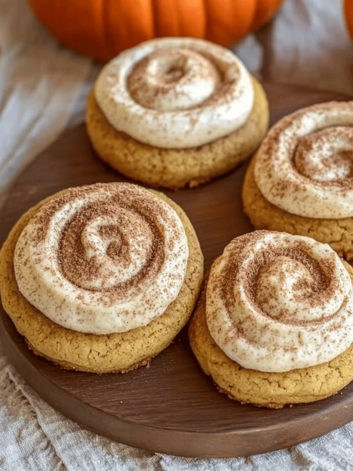 Soft Pumpkin Cookies with Cinnamon Frosting