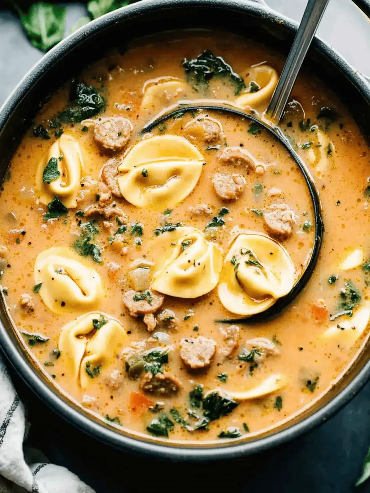 Creamy Sausage Tortellini Soup
