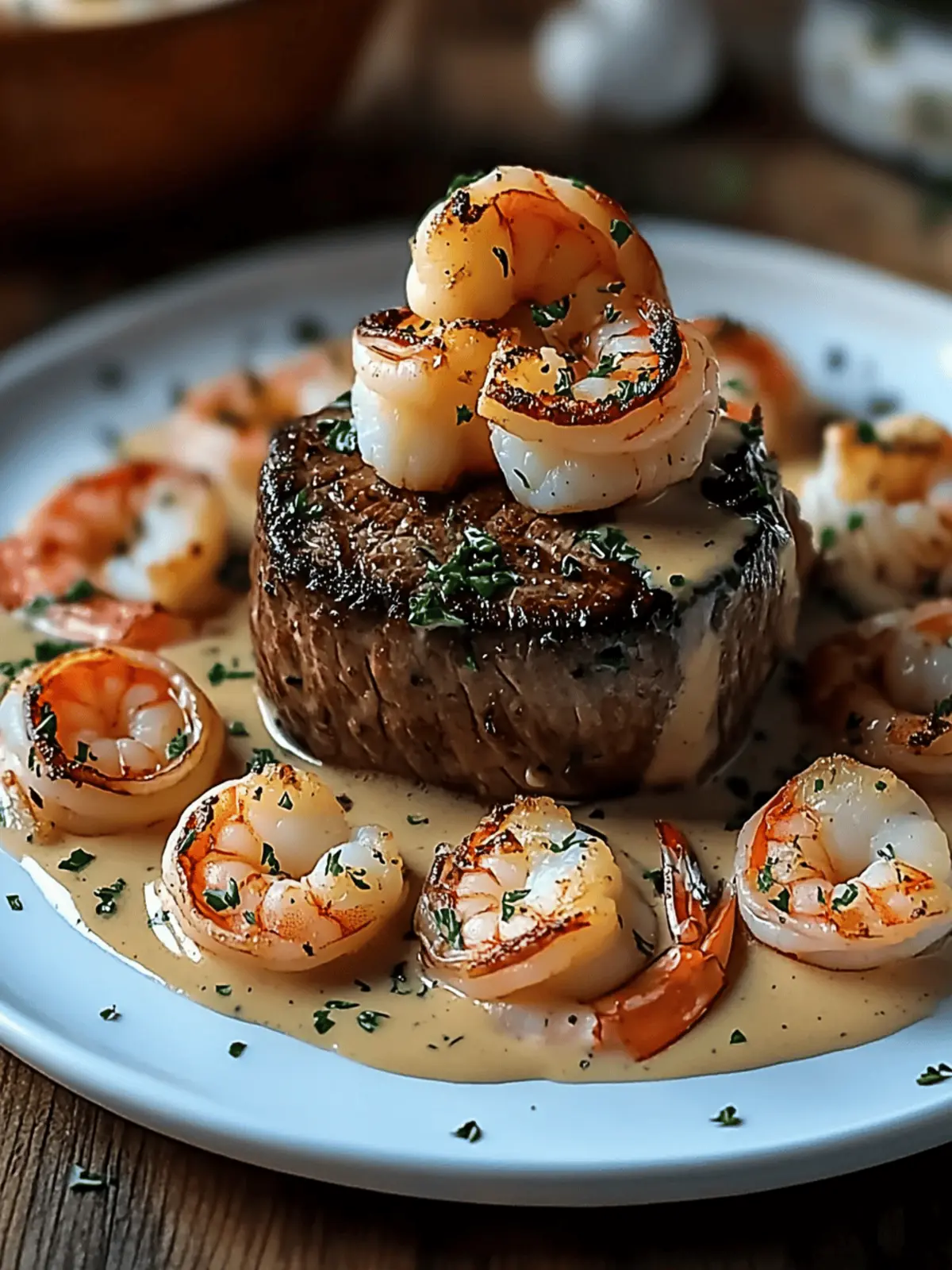 Decadent Filet Mignon with Shrimp and Lobster Cream Sauce 2 Filet Mignon with Shrimp and Lobster Cream Sauce