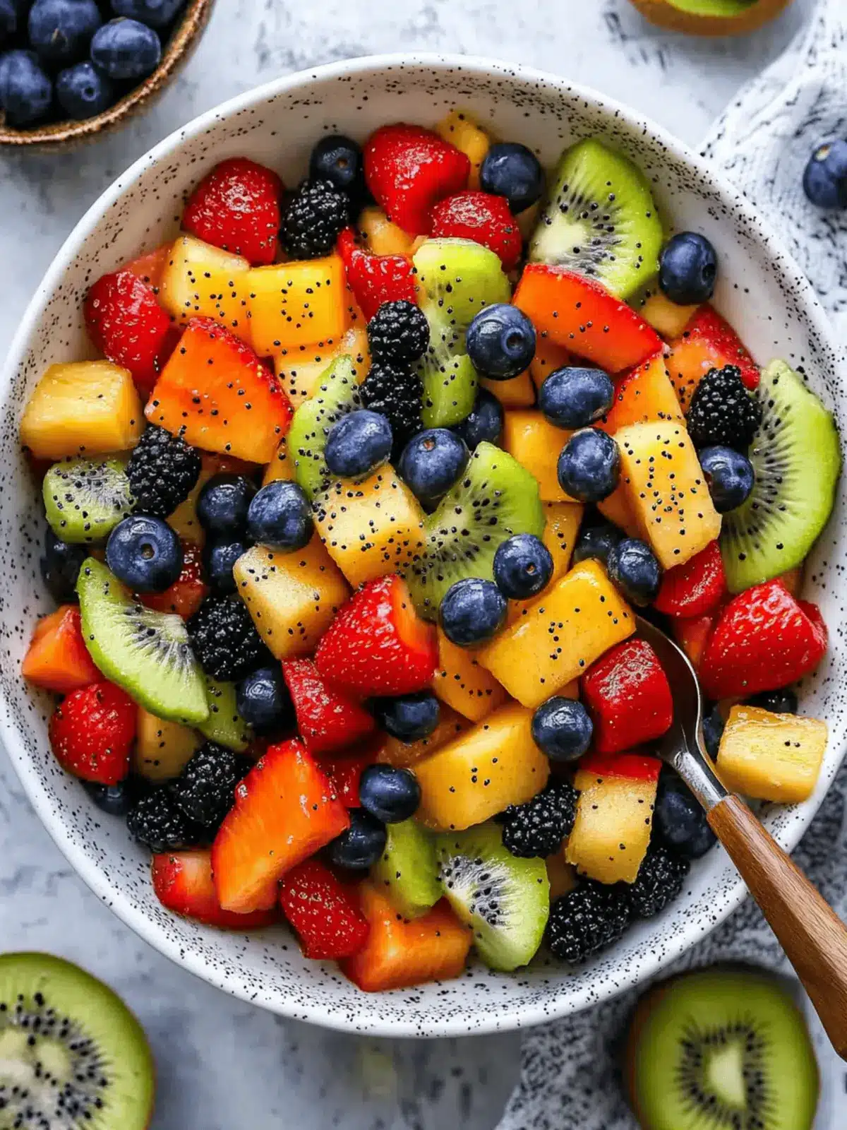 Fresh Fruit Salad with Honey-Lime Poppy Seed Dressing