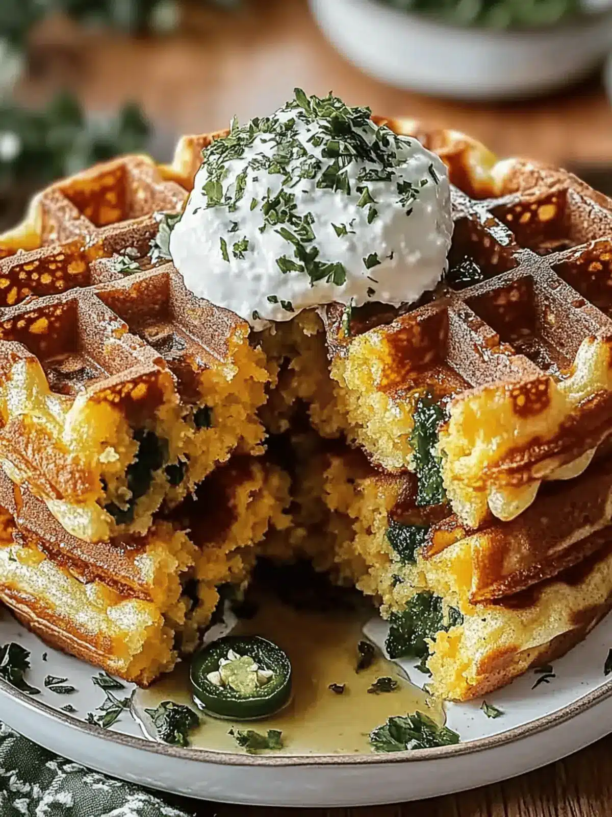 Cheddar Jalapeño Cornbread Waffles