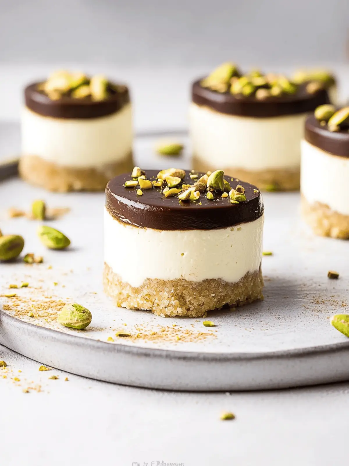 Mini Pistachio and Coffee Cheesecakes
