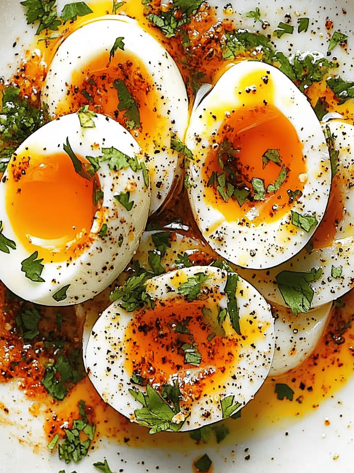 Jammy Eggs with Chili Butter and Garlic Yogurt