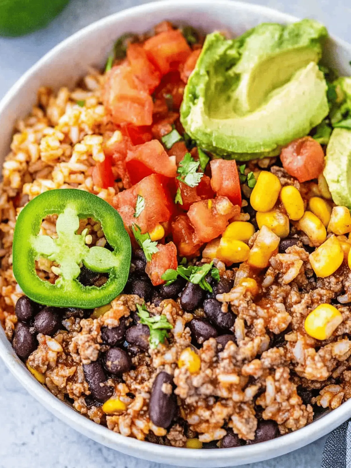 High Protein Beef Burrito Bowls with Flavorful Brown Rice